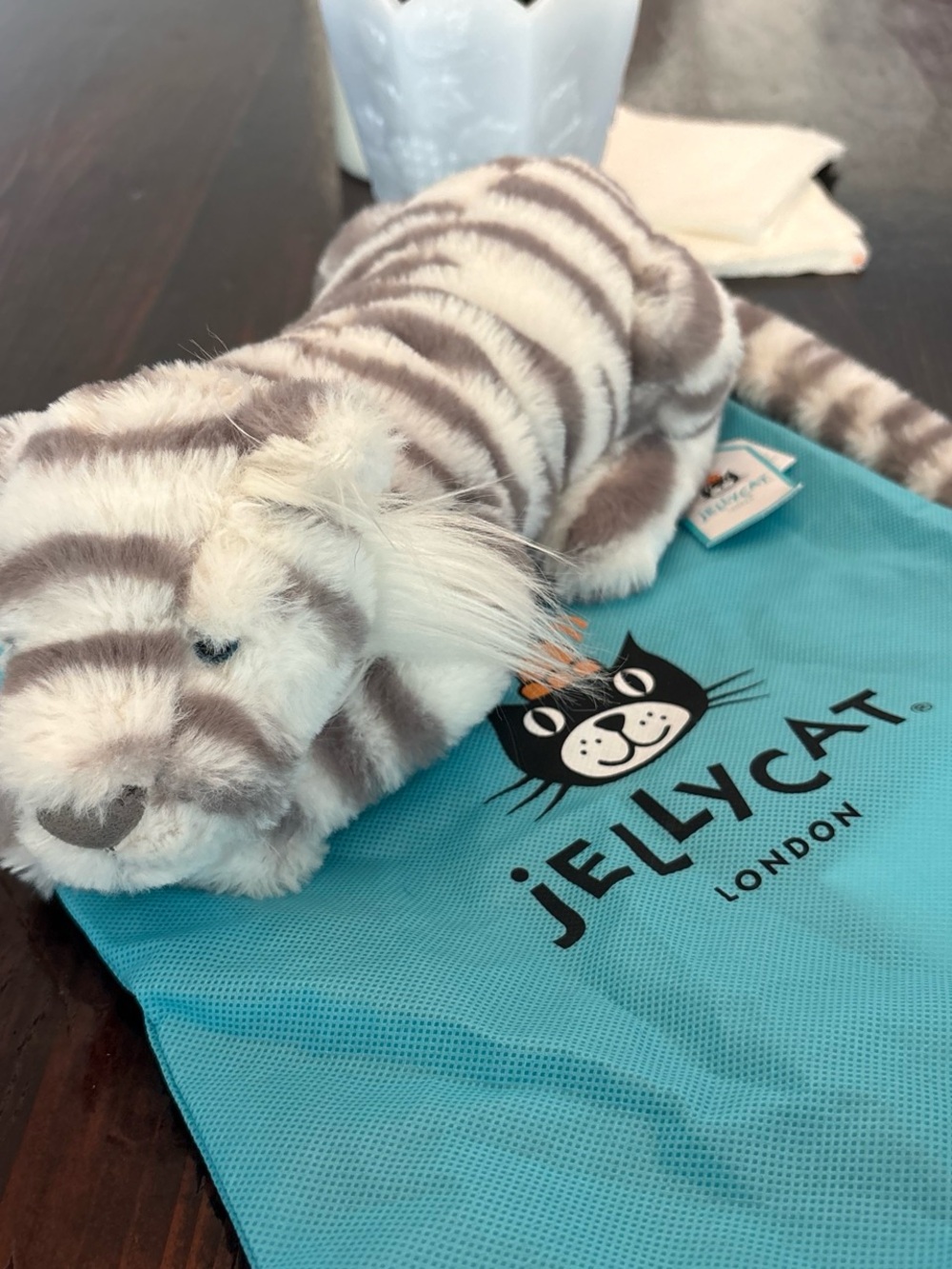 Jellycat little Sacha Snow Tiger
